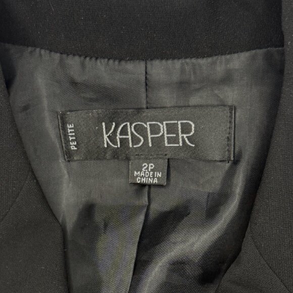 Kasper Black Tailored Blazer, Belted Waist Trim With Buckles, 4 Button, Sz: 2P - Picture 8 of 10